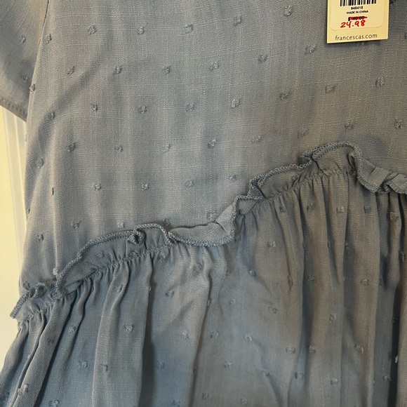 NWT Francesca’s Short Sleeve Blue Blouse - Picture 4 of 4
